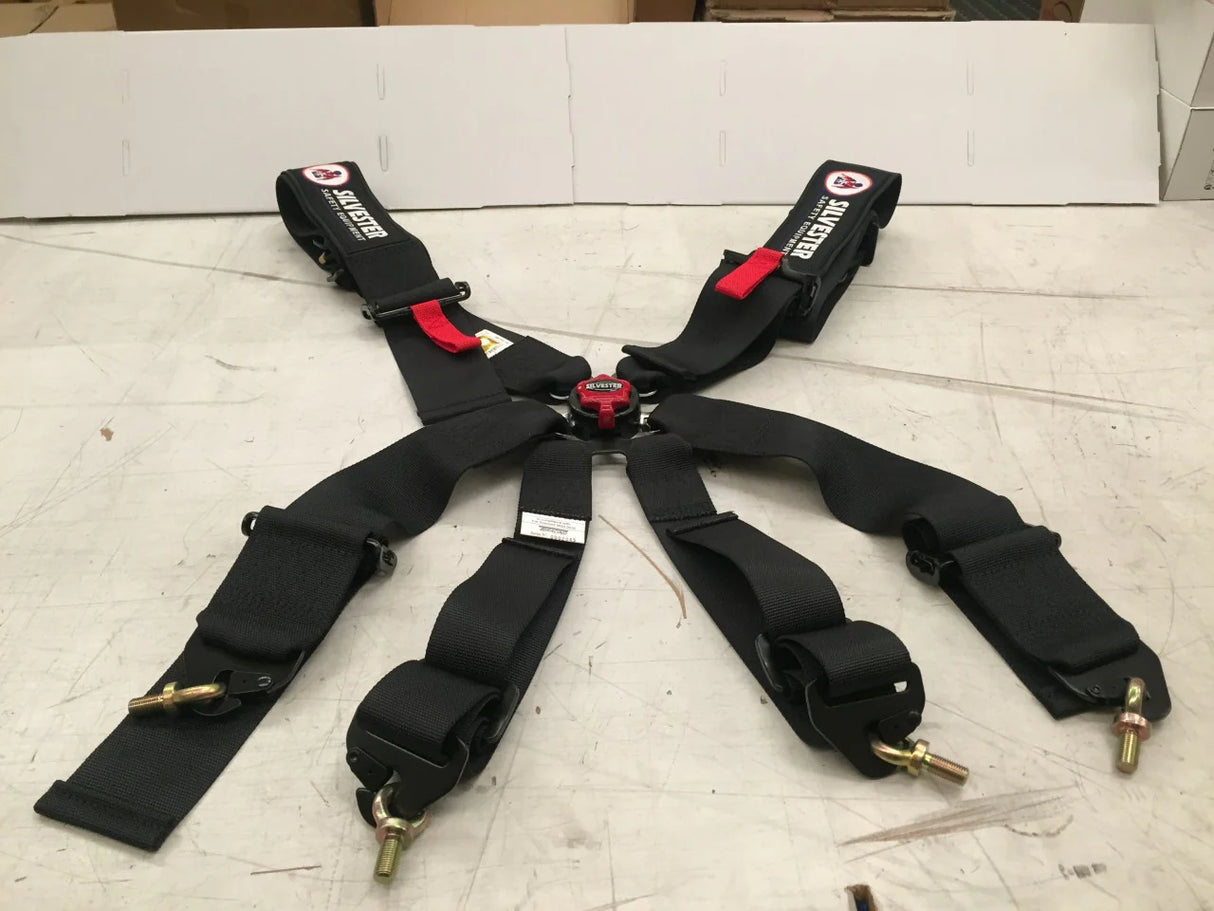 HARNESS SET CAMLOCK 6 POINT BLACK 2" SHOULDER FIA