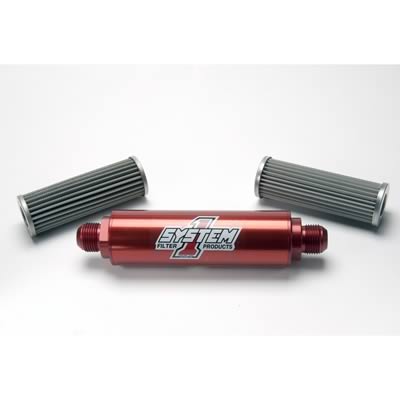 SYSTEM 1 LONG BILLET INLINE FUEL FILTER WITH -12 MALE ENDS 30 MICRON 9" X 2"