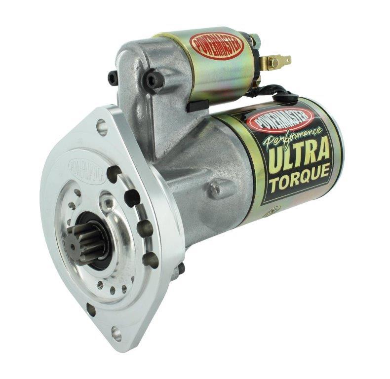 POWERMASTER STARTER MOTOR FORD SB ULTRA TORQUE UP TO 18:1 COMP 250 FT LBS TORQUE/ 4.4:1 GEAR REDUCTION 2.5KW 3.4 HP ALL A/T PLUS M/T W/157T FLYWHEEL 3/4" DEPTH