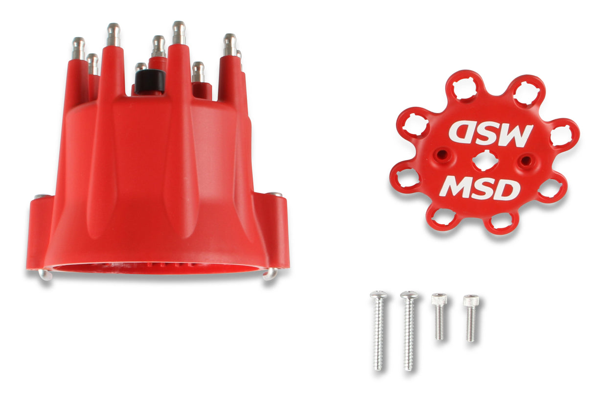 MSD DISTRIBUTOR CAP V8 HEI TERMINALS RED 8433