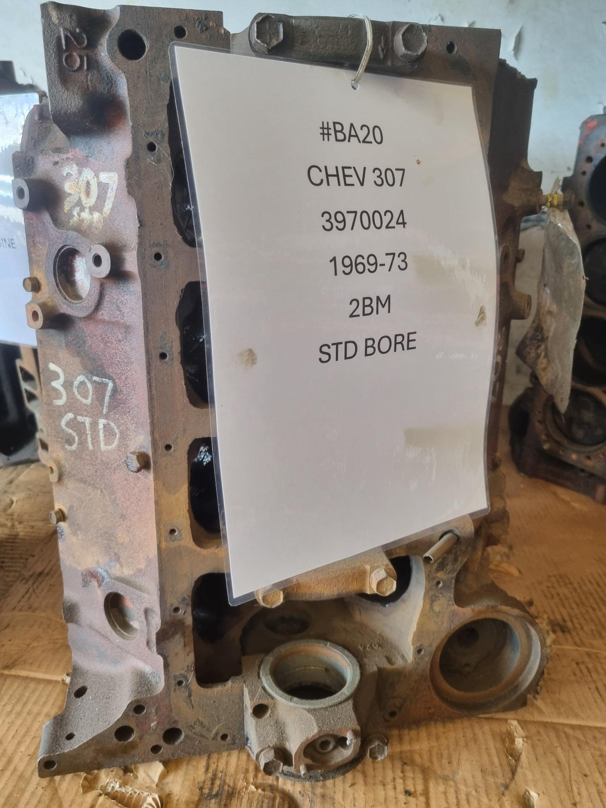 CHEV 307 BLOCK STD BORE CASTING 3970024 USED