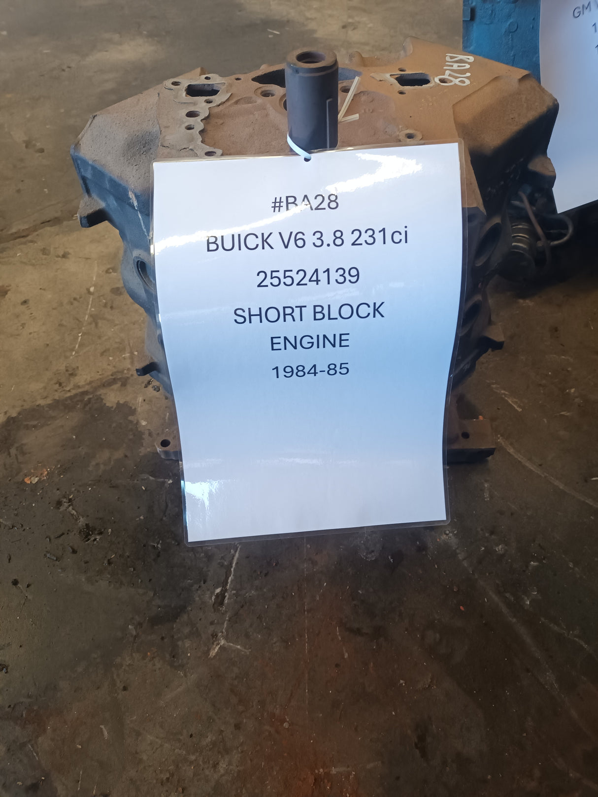 BUICK V6 3.8 231ci SHORT ENGINEi BLOCK CASTING 25524139 1984-85 USED IN REBUILDABLE CONDITION