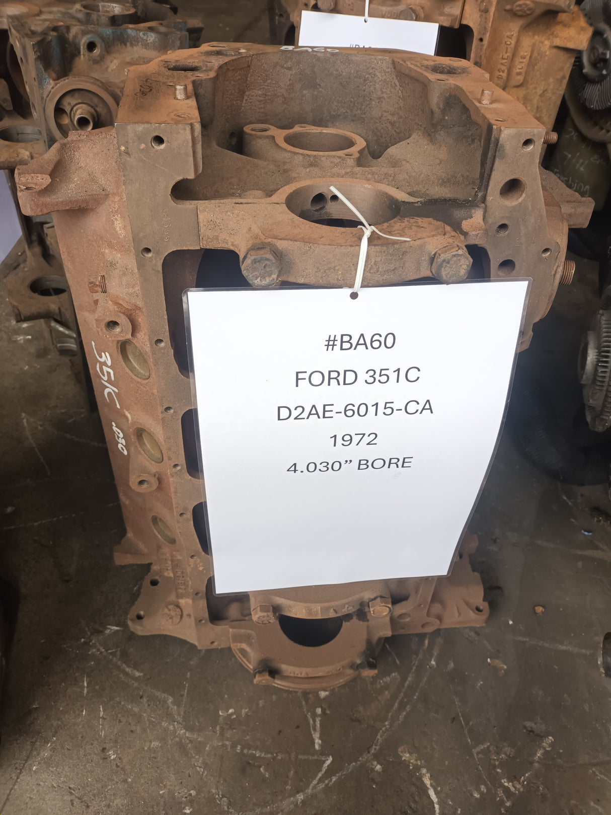 FORD 351C BLOCK CASTING D2AE-6015-CA USED 4.030" BORE