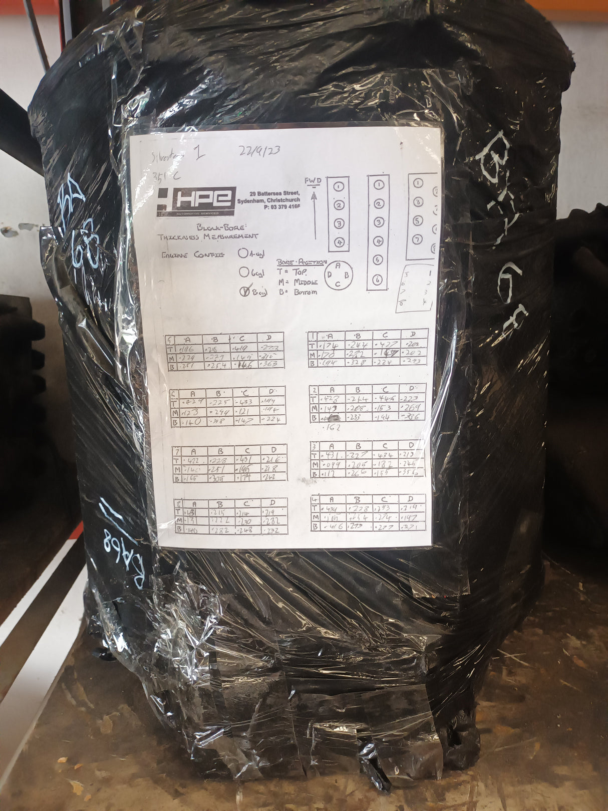 BLOCK FORD 351C USED STD BORE TESTED DETAILS ATTACHED TO BLOCK