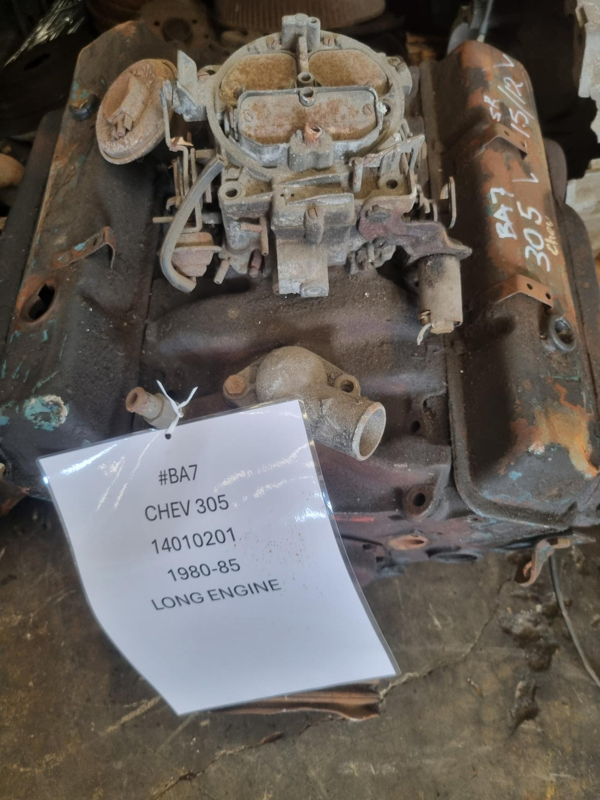 CHEV 305 LONG ENGINE USED IN REBUILDABLE CONDITION BLOCK CASTING 14010201 1980-85