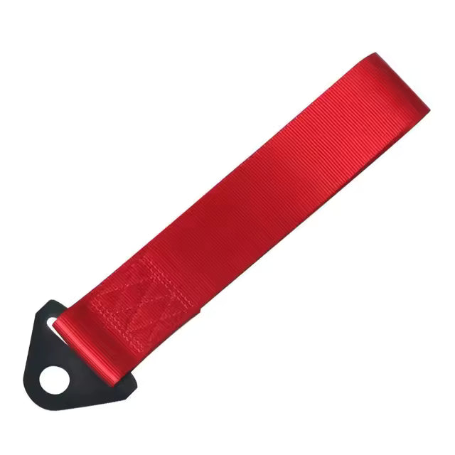 TOW STRAP RED 30CM LONG WITH BOLT PLATE.