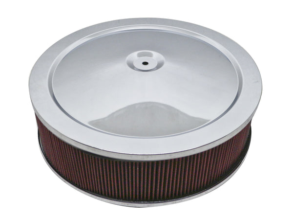 AIR CLEANER 12" CHROME FLAT BASE WASHABLE ELEMENT