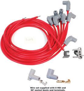 MSD IGNITION LEAD SET 90 DEG BOOT 8.5MM SUPER CONDUCTOR RED