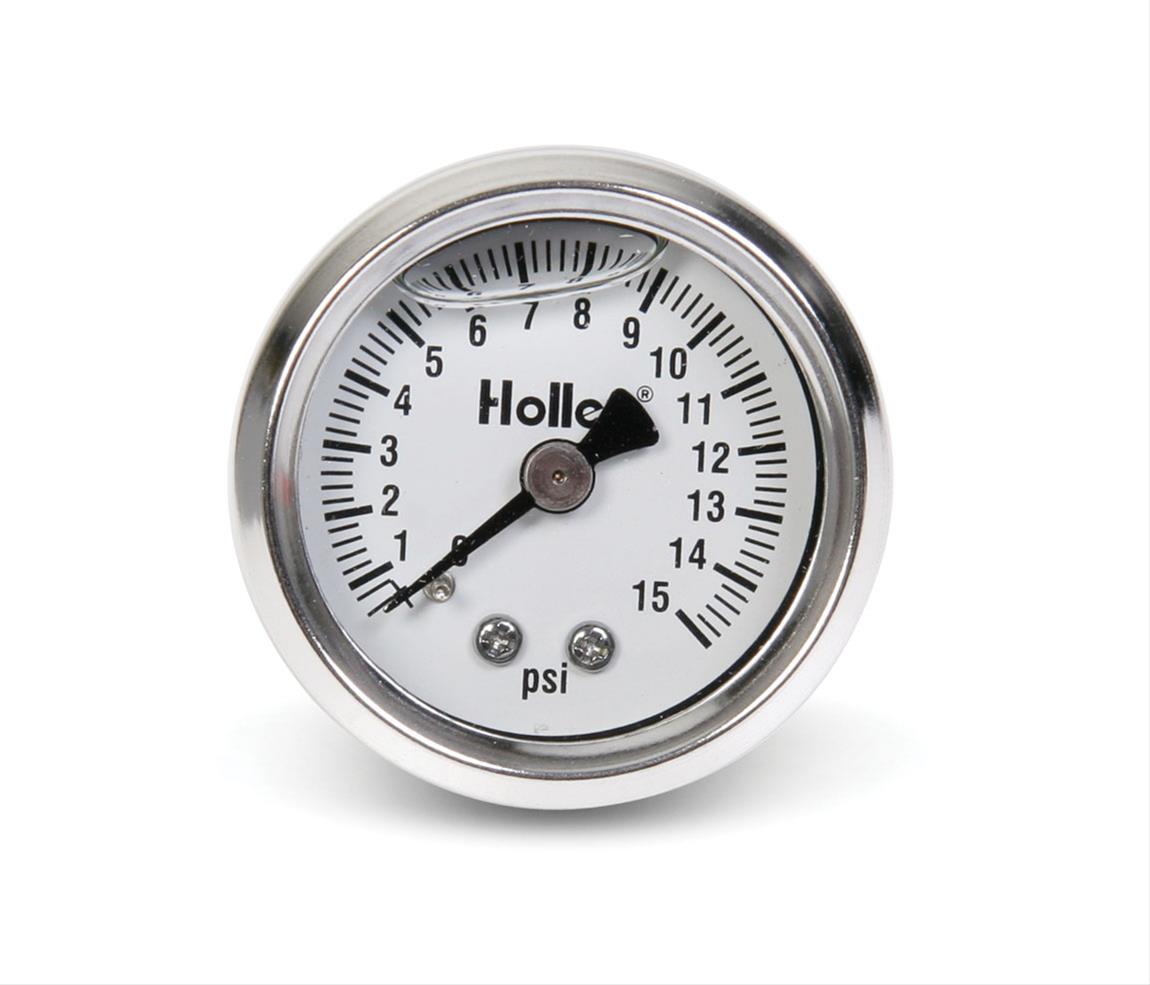 HOLLEY FUEL PRESSURE GAUGE 0-15PSI LIQUID FILLED
