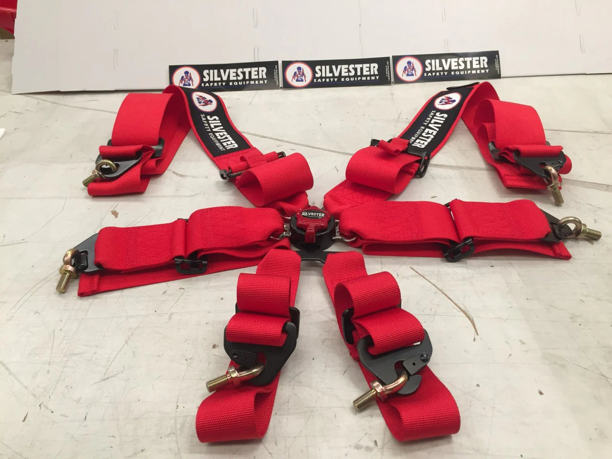 HARNESS SET CAMLOCK 6 POINT RED FIA