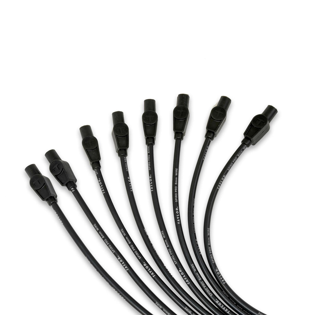 IGNITION LEADS TAYLOR STRAIGHT UNIVERSAL BLACK 8.0 MM SPIRO WOUND RACE LEAD