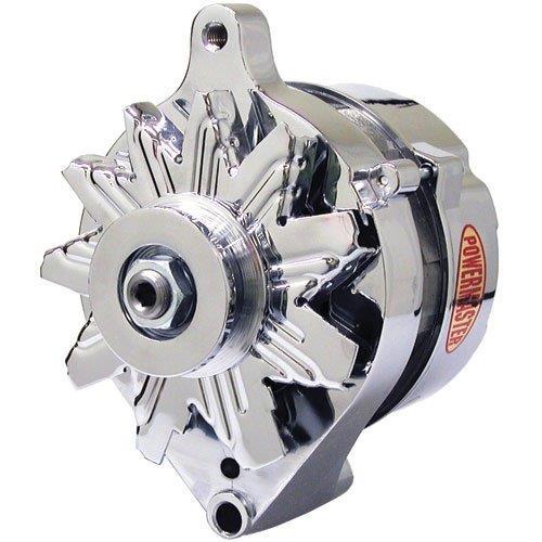 POWERMASTER ALTERNATOR. RETRO STYLE 75A. EXTERNALLY REGULATED. FITS FORD V8 1969-86. CHROME