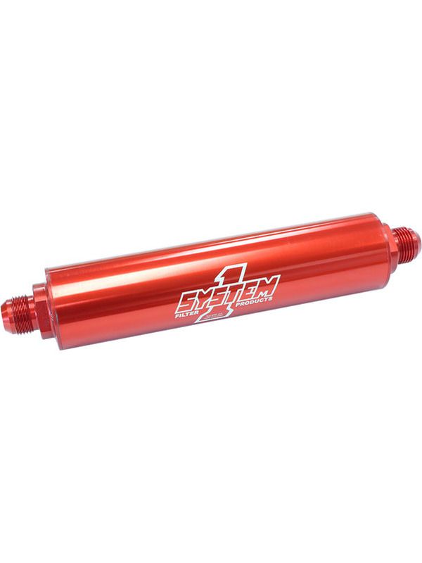 SYSTEM 1 EXTRA LONG BILLET INLINE FUEL FILTER WITH -12 MALE ENDS 30 MICRON