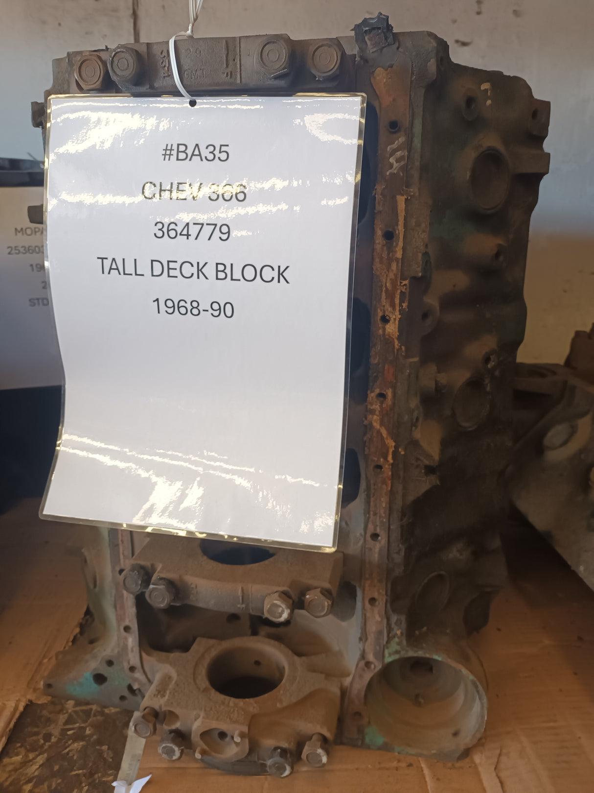 CHEV 366 TALL DECK BLOCK CASTING 364779 USED