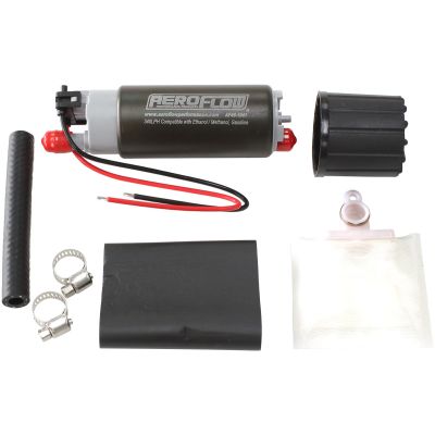 AEROFLOW EFI IN TANK FUEL PUMP E85 340 LPH HI FLOW 89.8 GPH (340 LPH) @ 43.5 PSI SCREEN INLET 3/8" (9.6mm) BARB OUTLET E85/METH SAFE