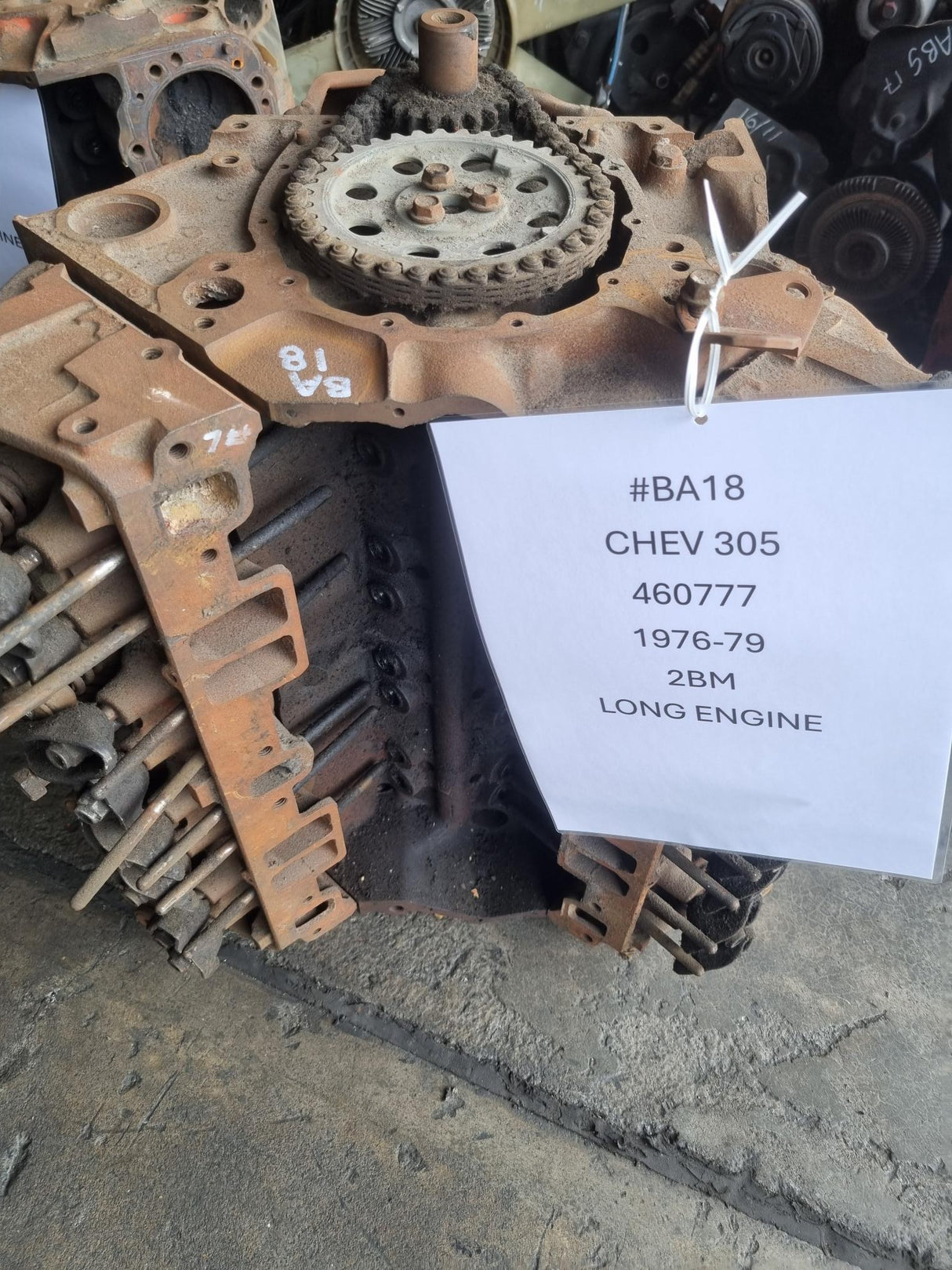 CHEV 305 LONG ENGINE USED GOOD FOR REBUILDING BLOCK CASTING 460777