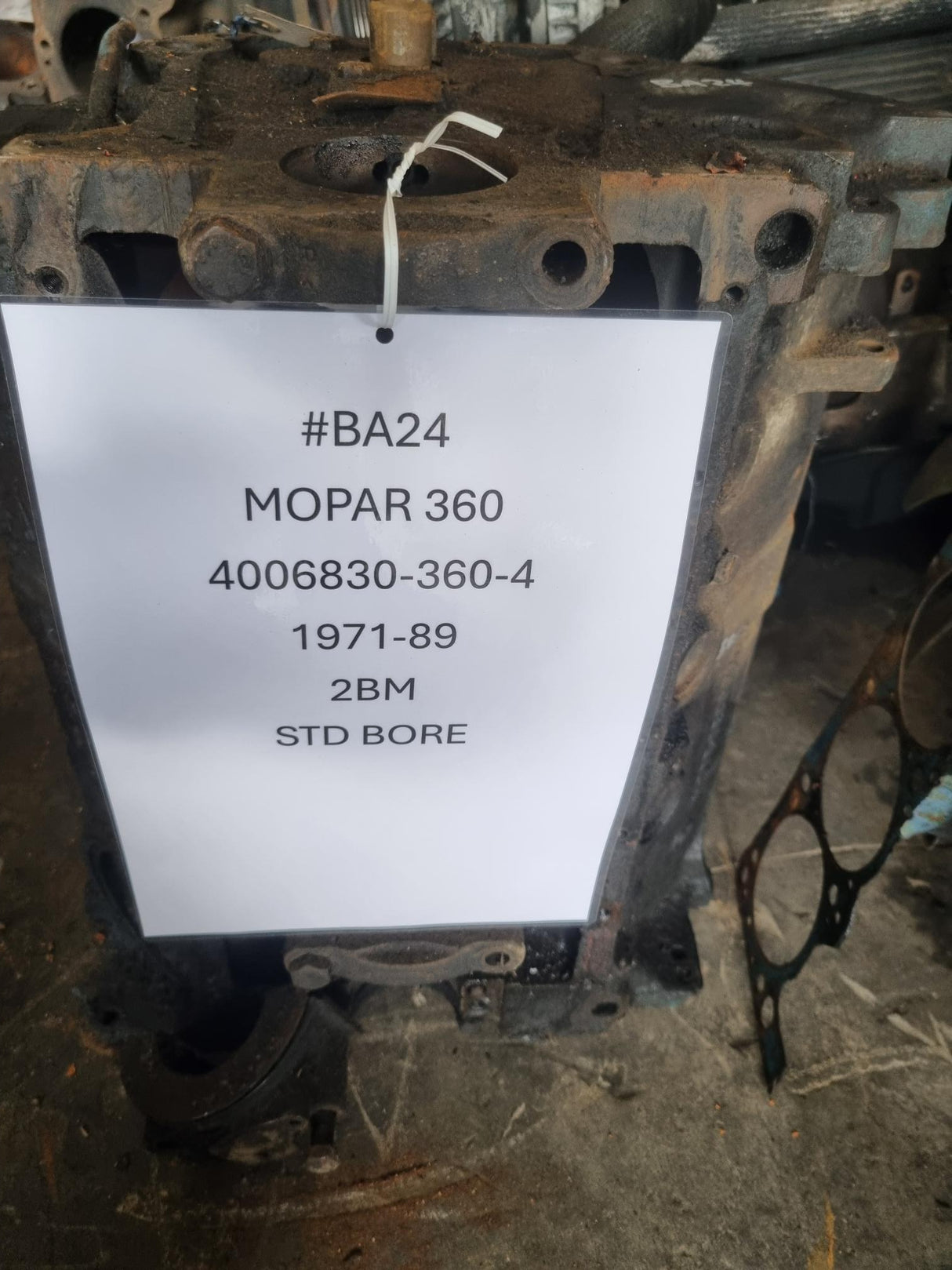 MOPAR 360 BLOCK STD 2BM BLOCK CASTING 4006830-360-4 USED