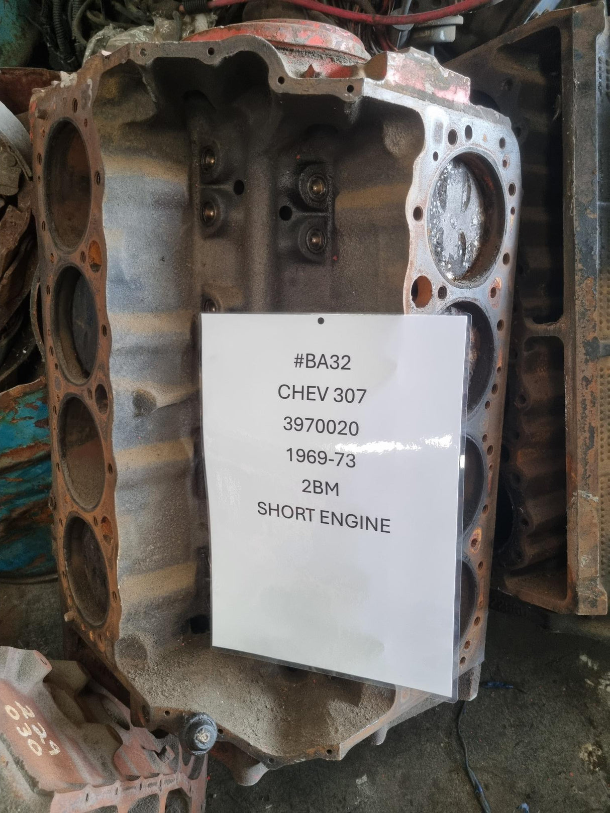 CHEV 307 SHORT ENGINE BLOCK CASTING 3970020 USED IN REBUILDABLE CONDITION