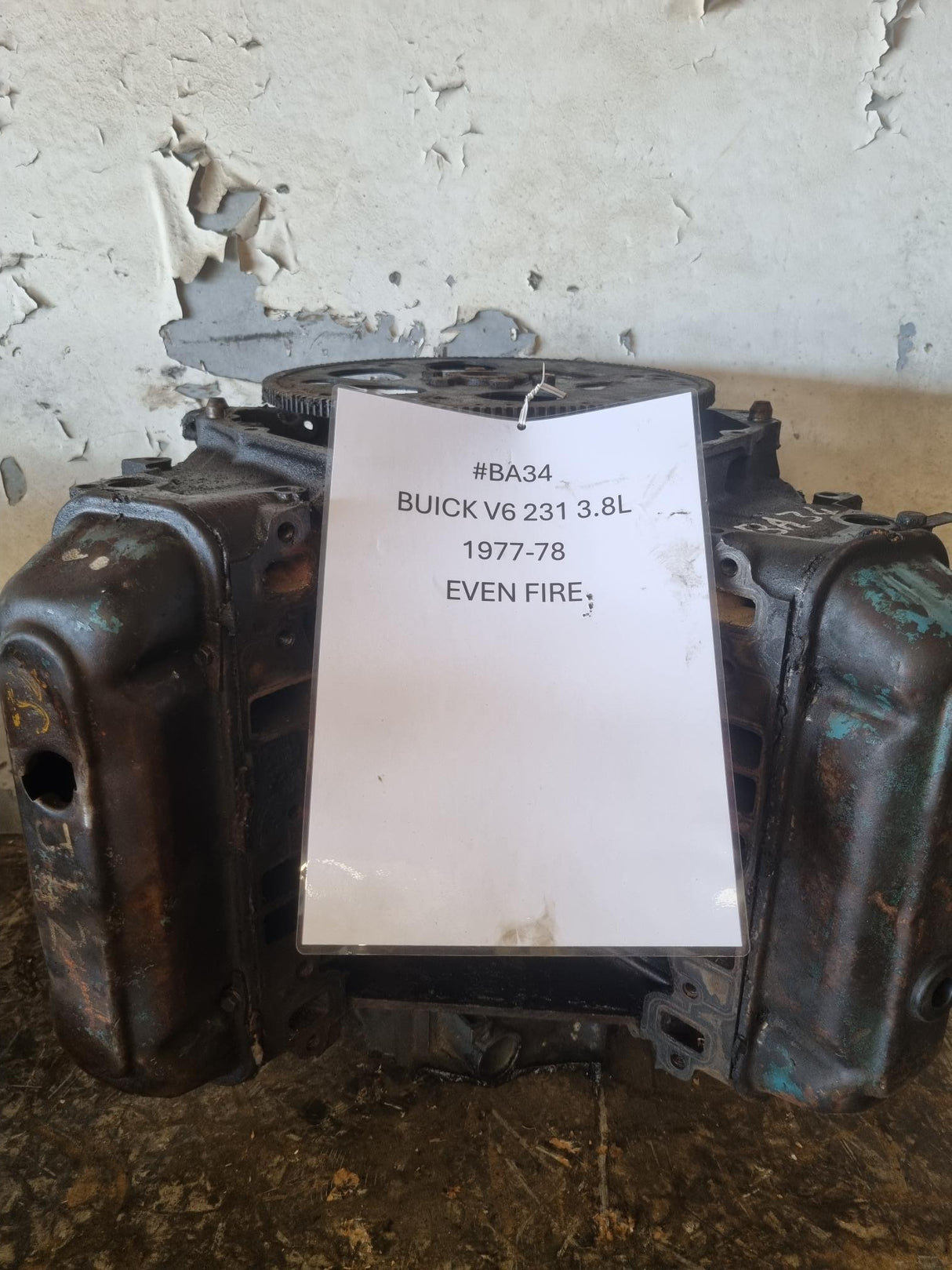 GM V6 3.8 231ci LONG ENGINE BLOCK CASTING 1261438 USED IN REBUILDABLE CONDITION