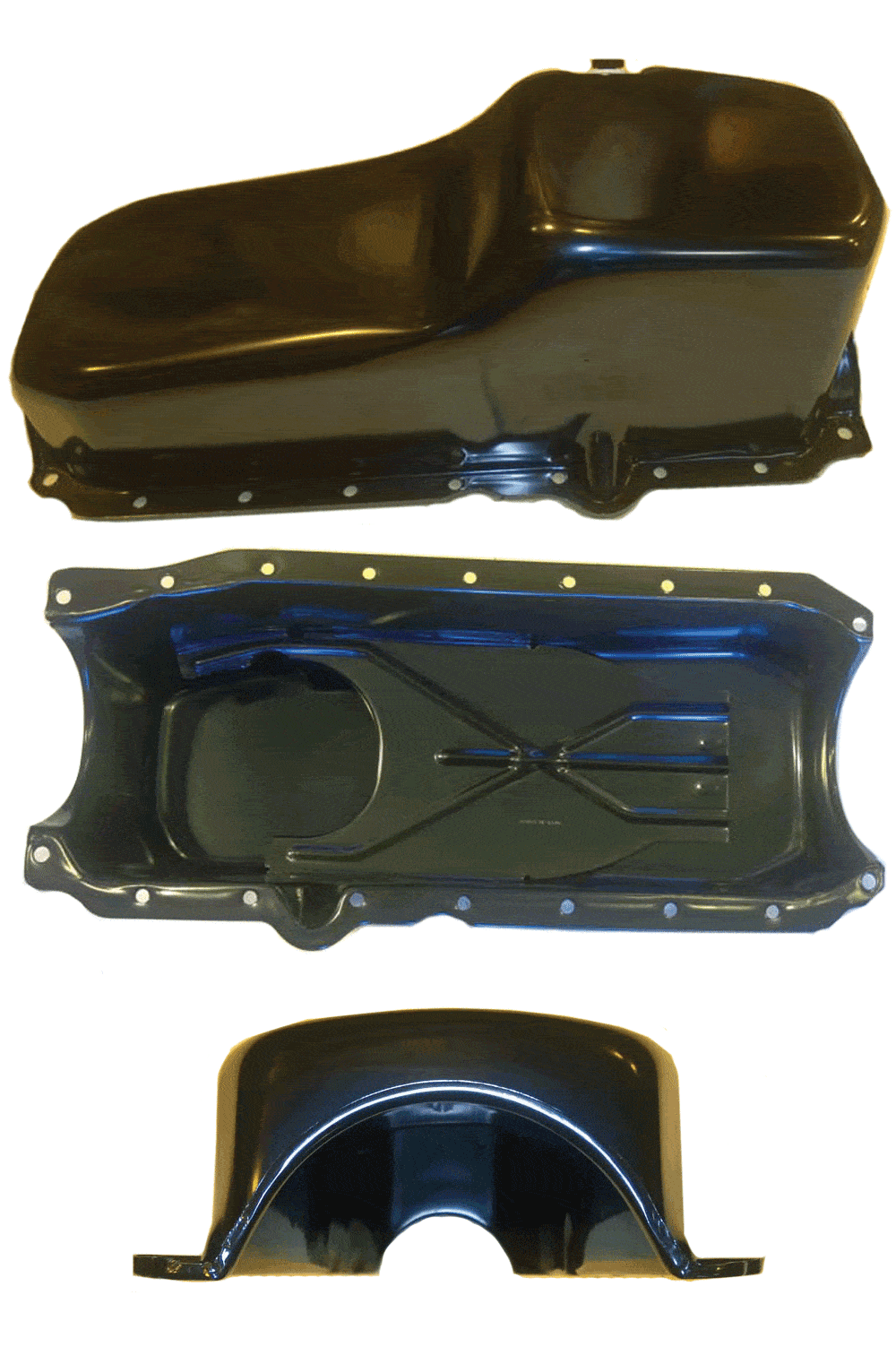 OIL PAN CHEV SB 1986-2002 1PRMS RH DIPSTICK BLACK