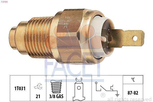 FAN SWITCH 3/8 ON @87DEG OFF @82DEG *** IMPORTANT, THIS MUST BE USED WITH A RELAY TO PREVENT DAMAGE.