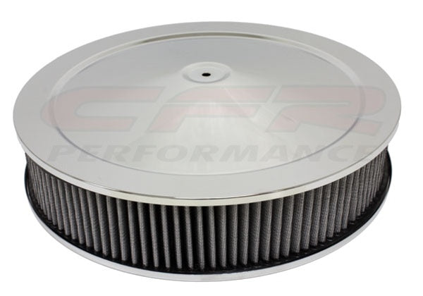 AIR CLEANER 14" CHROME STEEL RECESSED BASE WITH WASHABLE ELEMENT