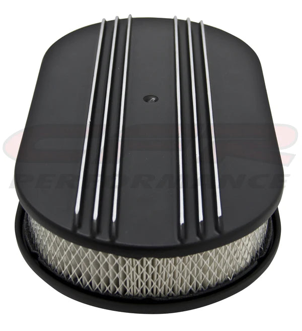 AIR CLEANER 15" OVAL PARTIAL FINNED BLACK