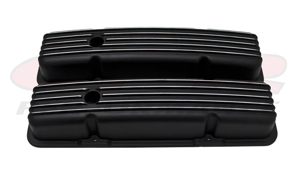 VALVE COVERS CHEV SB SHORT BLACK FINNED