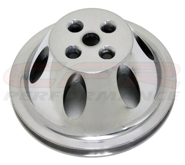 PULLEY ALLOY CHEV SB SHORT WP SINGLE ROW POLISHED