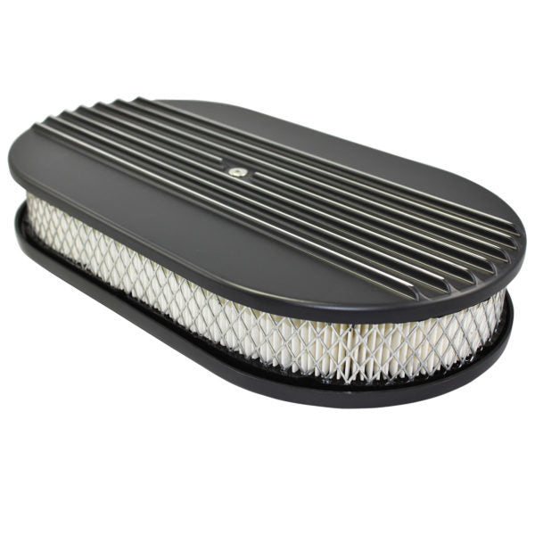 AIR CLEANER 15" X 2" OVAL HALF FINNED BLACK