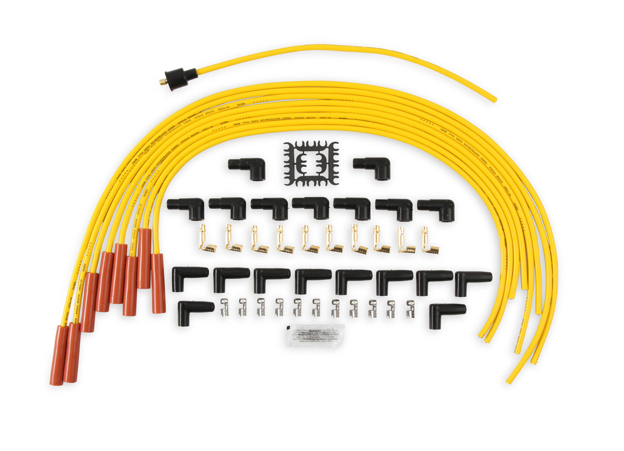 ACCEL LEAD SET 8 CYL 8MM YELLOW STRAIGHT BOOT
