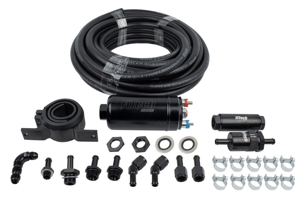 FUEL PUMP INLINE PUMP KIT 67 GPH/255 LPH USEAGE UP TO 650 HP INCL HOSE AND FILTERS