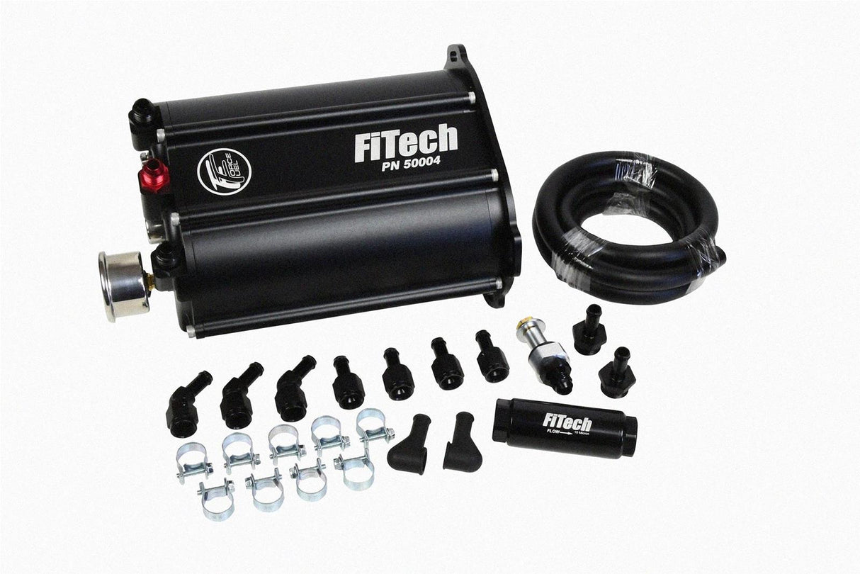 FITECH FUEL PUMP FORCE FUEL SYSTEM 90 GPH / 340 LPH MAX PRESSURE 58 PSI USE A MECH / ELEC LIFT PUMP TO SUPPLY THE SURGE UNIT. TANK HOLDS APPROX 1.8 LITRES.
USE A MECH / ELEC LIFT PUMP TO SUPPLY THE SURGE UNIT TANK HOLDS APPROX 1.8 LITRES