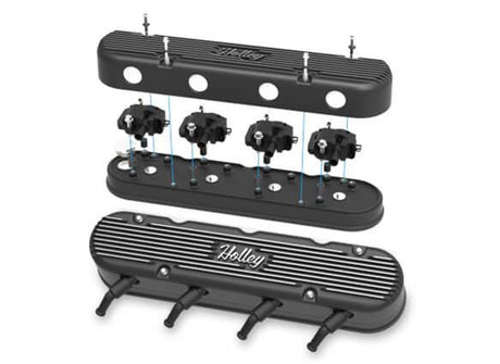 HOLLEY 2-PIECE VINTAGE SERIES VALVE COVER GEN III/IV LS SATIN BLACK MACHINED