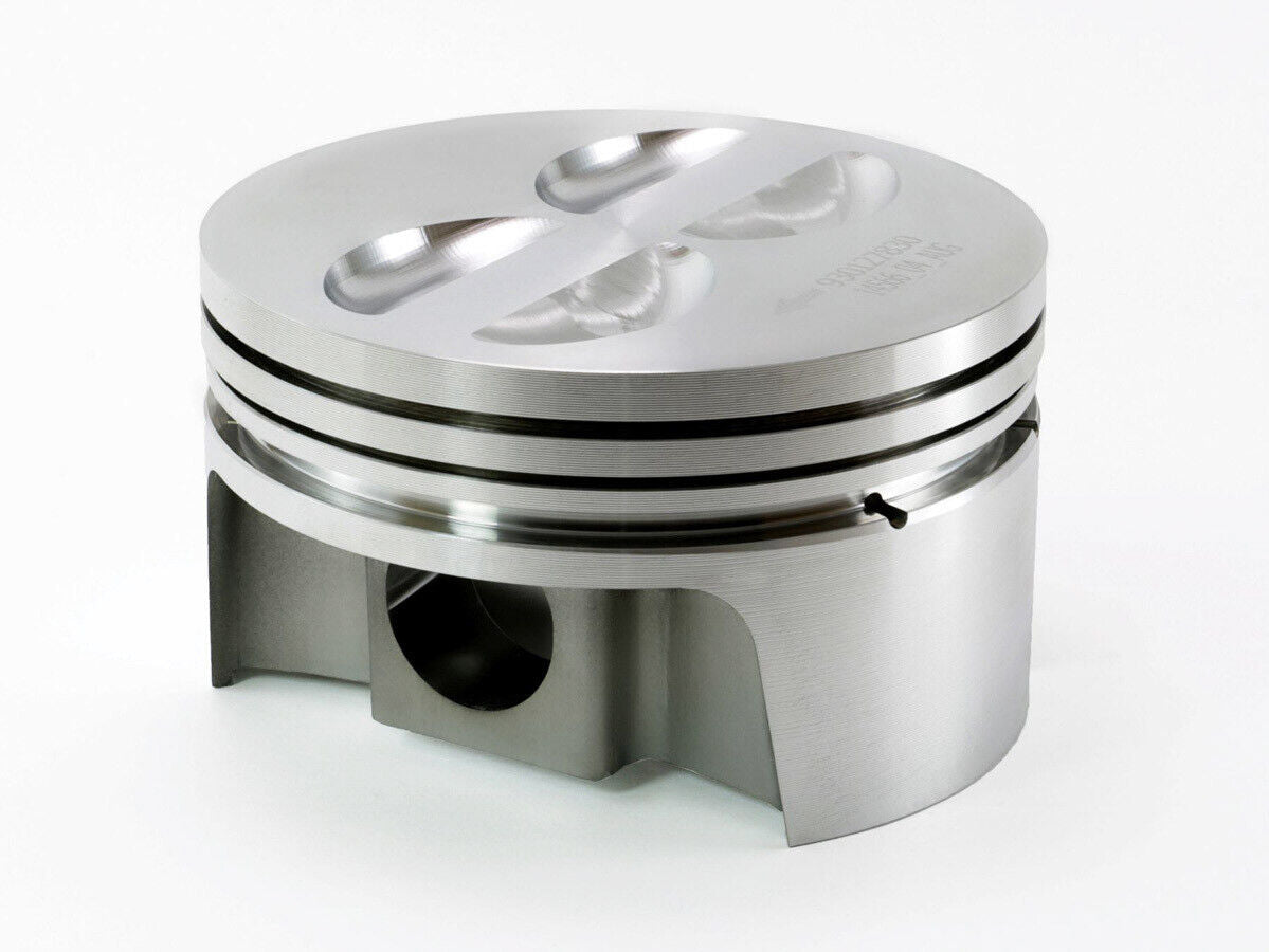 PISTON SET. DYNAGEAR. CHEV SB 400 +040 FLAT TOP W/4 VALVE RELEIFS. 10.6 W/68CC HEAD