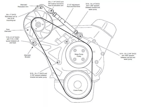 ALTERNATOR BRACKET FORD 1979-93 5LTR POLISHED